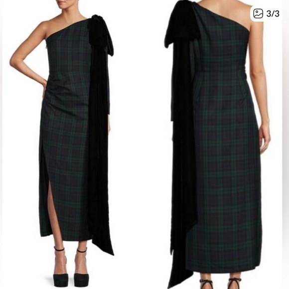 Antonio Melani X Born On Fifth - Plaid One-Shoulder Gown - Picture 2 of 8